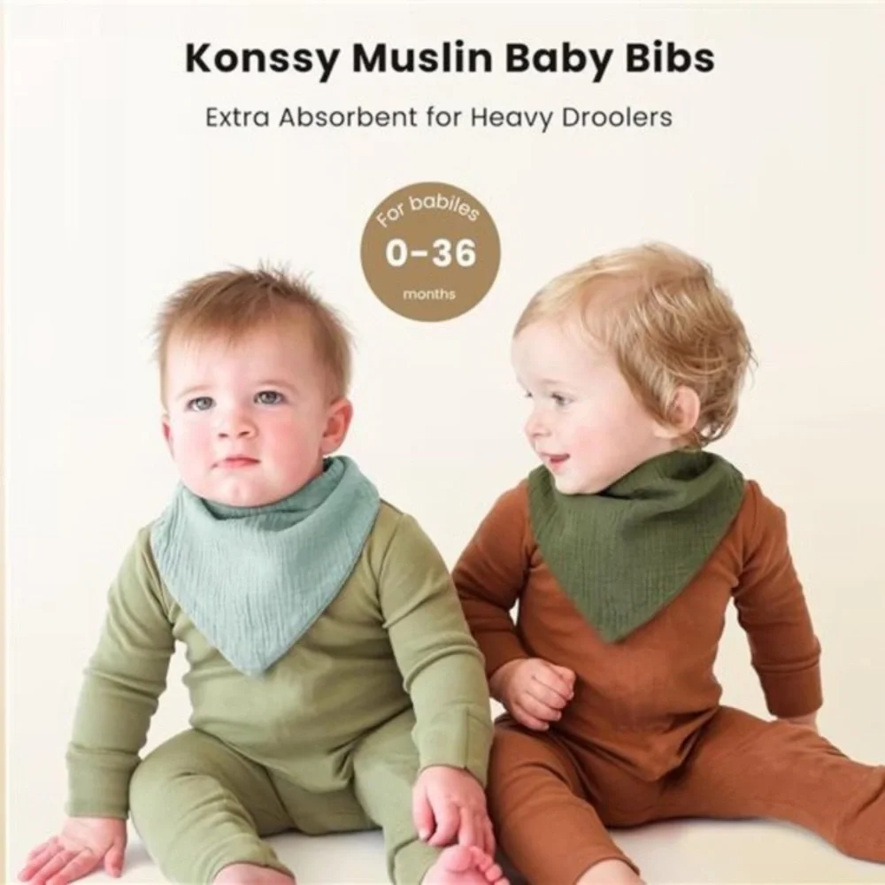 Muslin Baby Bibs 10Pack Baby Bandana Drool Bibs 100%Cotton for Unisex Boys Girls